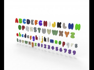 Nugget Alphabet and numbers Model 3D