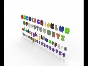 Nugget Alphabet and numbers 3D Model
