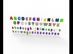 Nugget Alphabet and numbers Model 3D