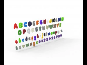 Nugget Alphabet and numbers 3D Model