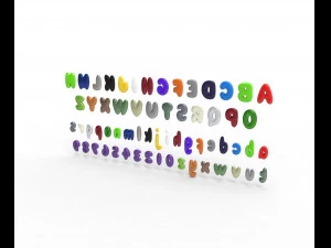 Nugget Alphabet and numbers 3D Model