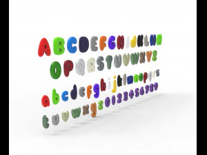 Nugget Alphabet and numbers 3D Model