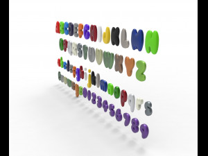 Nugget Alphabet and numbers Model 3D