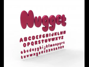 Nugget Alphabet and numbers 3D Model