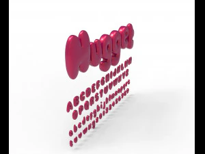 Nugget Alphabet and numbers 3D Model