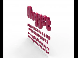 Nugget Alphabet and numbers 3D Model