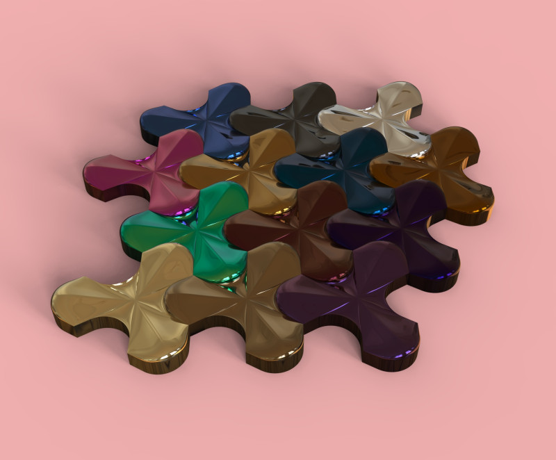 Deltoid mosaic 3Dプリントモデル .c4d .max .obj .3ds .fbx .stl .blend 