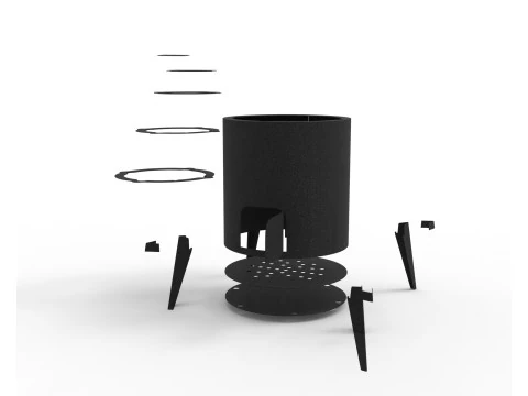 Wood-Burning Stove Sheet Metal Fabrication Design DXF DWG 3D Files 3D Print Model