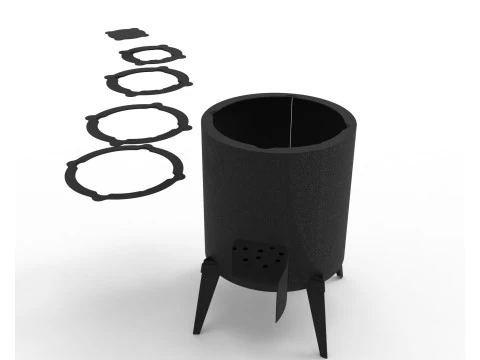 Wood-Burning Stove Sheet Metal Fabrication Design DXF DWG 3D Files 3D Print Model