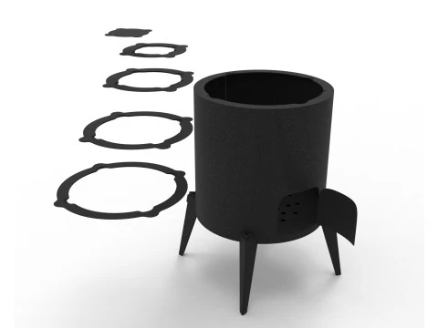 Wood-Burning Stove Sheet Metal Fabrication Design DXF DWG 3D Files 3D Print Model