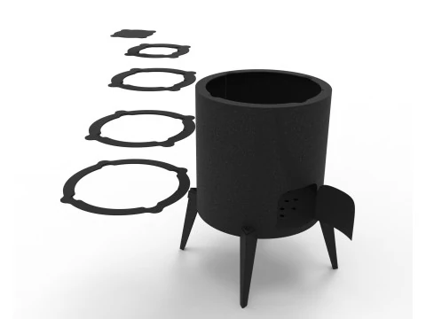 Wood-Burning Stove Sheet Metal Fabrication Design DXF DWG 3D Files 3D Print Model