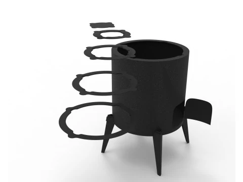Wood-Burning Stove Sheet Metal Fabrication Design DXF DWG 3D Files 3D Print Model