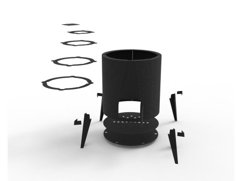 Wood-Burning Stove Sheet Metal Fabrication Design DXF DWG 3D Files 3Dプリントモデル