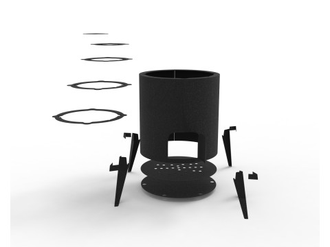 Wood-Burning Stove Sheet Metal Fabrication Design DXF DWG 3D Files 3Dプリントモデル