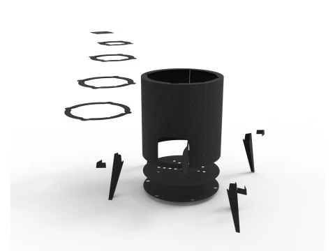 Wood-Burning Stove Sheet Metal Fabrication Design DXF DWG 3D Files 3D Print Model