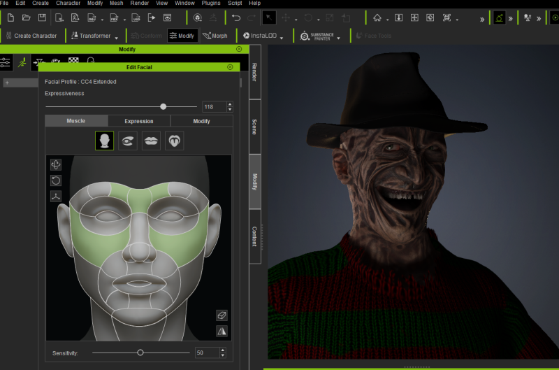 Freddy Kruger 3D Model .c4d .max .obj .3ds .fbx .stl .blend 