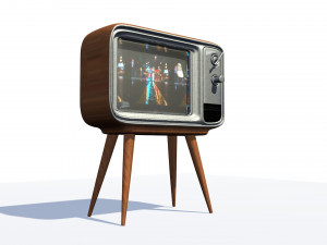 retro vintage old television set Modello 3D