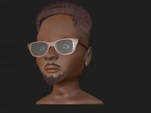 アフリカ系アメリカ人の若い頭の男性 3Dモデル