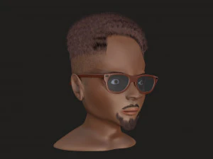 african american young head male 3D Model