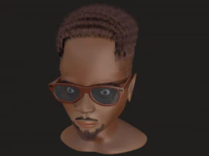 african american young head male 3D Model