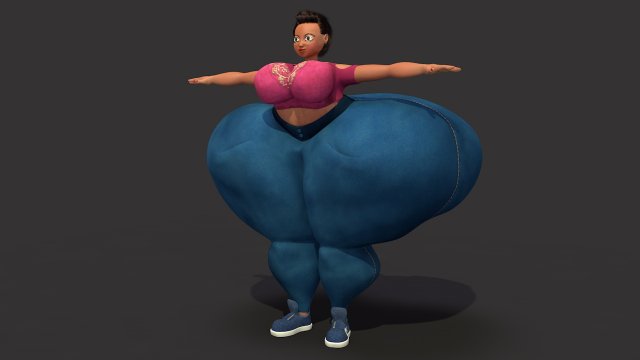 overweight fat big cartoony female Modèle 3D .c4d .max .obj .3ds .fbx .stl .blend 