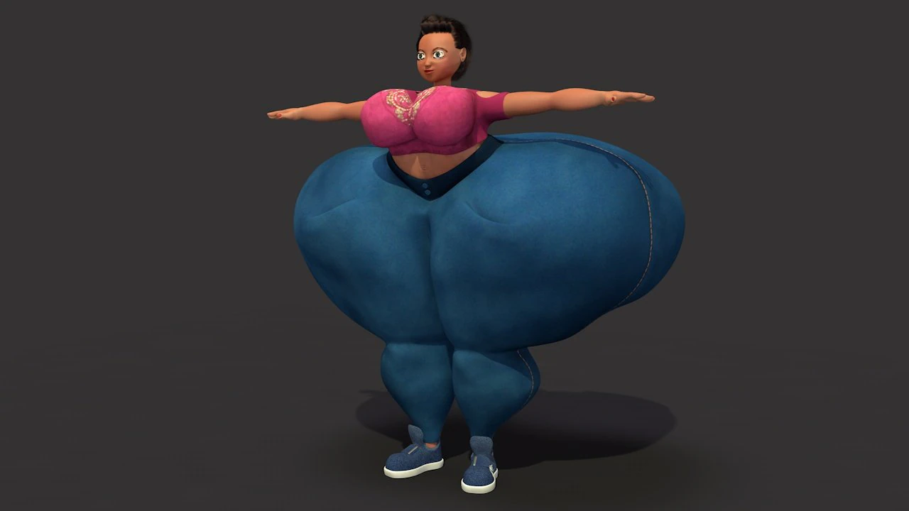 overweight fat big cartoony female 3D Model .c4d .max .obj .3ds .fbx .stl .blend 