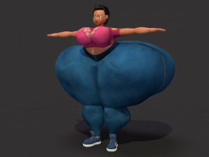 overweight fat big cartoony female 3D Model
