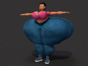 overweight fat big cartoony female 3D Model