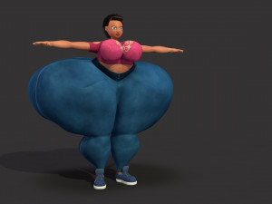 overweight fat big cartoony female Modèle 3D