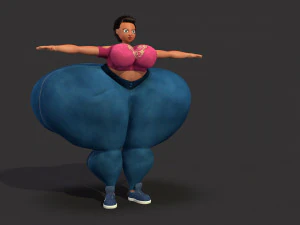 overweight fat big cartoony female 3D Model