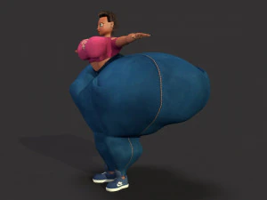 overweight fat big cartoony female 3D Model