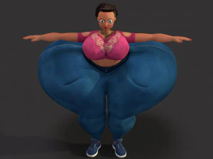 overweight fat big cartoony female 3D Model