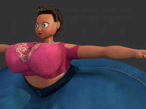 overweight fat big cartoony female Modèle 3D