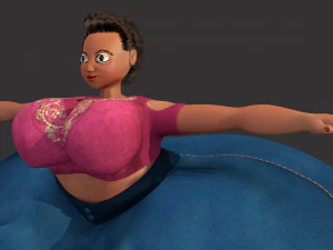overweight fat big cartoony female 3D Model