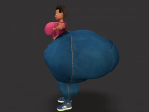 overweight fat big cartoony female 3D Model
