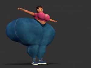 overweight fat big cartoony female 3D Model
