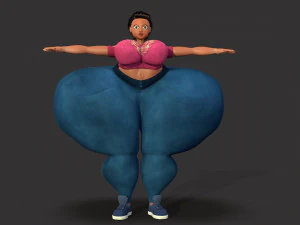 overweight fat big cartoony female 3D Model