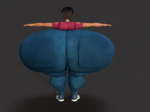 overweight fat big cartoony female 3D Model
