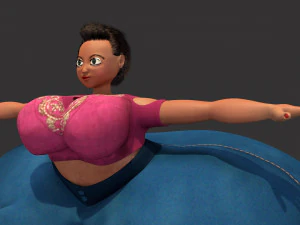 overweight fat big cartoony female 3D Model