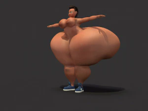 overweight fat big cartoony female 3D Model