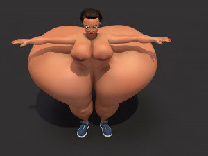 overweight fat big cartoony female Modèle 3D