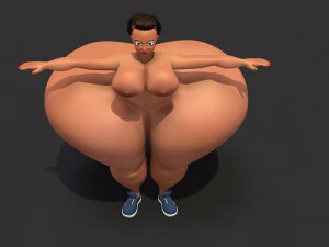 overweight fat big cartoony female 3D Model