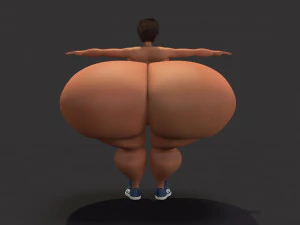 overweight fat big cartoony female 3D Model