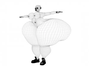 overweight fat big cartoony female 3D Model