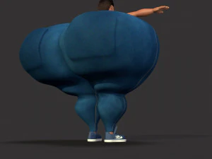 overweight fat big cartoony female 3D Model