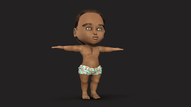 cartoon boy baby with hair Modèle 3D .c4d .max .obj .3ds .fbx .stl .blend 