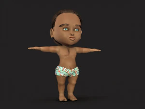 beb&eacute; ni&ntilde;o de dibujos animados con pelo Modelo 3D