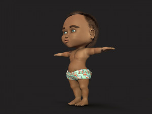cartoon boy baby with hair Modèle 3D