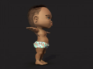 cartoon boy baby with hair Modèle 3D