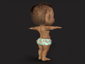 cartoon boy baby with hair Modèle 3D